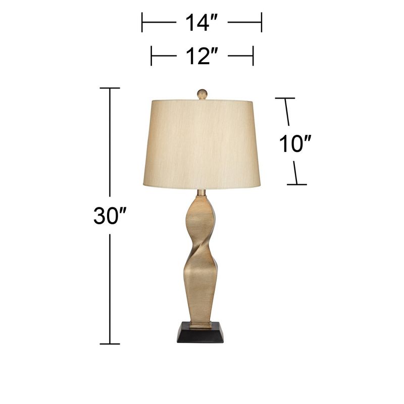 Possini Euro Design Helen 30" Tall Twist Sculptural Large Modern End Table Lamp Gold Finish Single Living Room Bedroom Bedside Nightstand House Office, 4 of 9