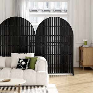 Vertical Fence Black Arched Galvanized Steel Screen 183x120x40cm - 1 of 4