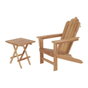 Decksplore Teak Adirondack Chair with Table 2PCS - 1 of 4