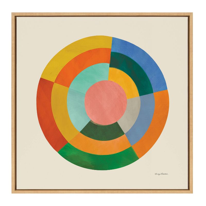 Kate &#38; Laurel All Things Decor 30&#34;x30&#34; Sylvie Colorwheel Cream Framed Canvas Wall Art by Carey Copeland Natural Colorful Geometric Circle, 1 of 7