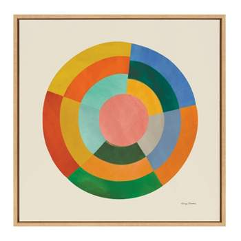 Kate & Laurel All Things Decor 30"x30" Sylvie Colorwheel Cream Framed Canvas Wall Art by Carey Copeland Natural Colorful Geometric Circle