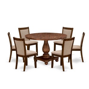 HomeStock 7-Piece Round Natural Oak Finish Solid Wood Top Dining Table with 6-Parson Chairs - 1 of 4