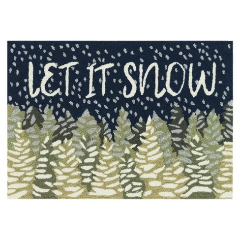 Liora Manne Frontporch Let It Snow Indoor/Outdoor Rug Blue 1'8 x 2' 6