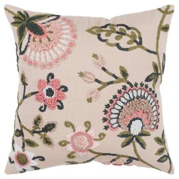 20"x20" Oversize Poly Filled Floral Square Throw Pillow Blush - Rizzy Home