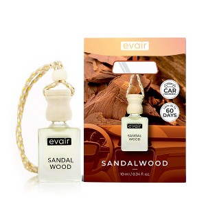 Evair Hanging Car Air Freshener with 100% Essential Oils Fragrance in Glass Bottle with Wooden Diffuser Lid | 10 ml (Sandalwood) Pack of 1 - 1 of 4