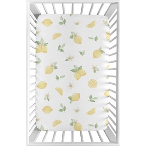 Sweet Jojo Designs Girl Baby Fitted Mini Crib Sheet Lemon Yellow Green and Beige - 1 of 4