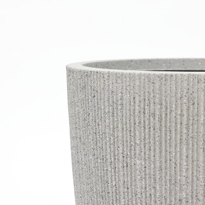 LuxenHome 2-Piece Tall Tapered Round Plastic Planters Set, Mediterranean Beige Off-White
