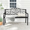 Tangkula 2-person Metal Bench w/ Floral Pattern Slanted Backrest Slatted Surface Black - 4 of 4