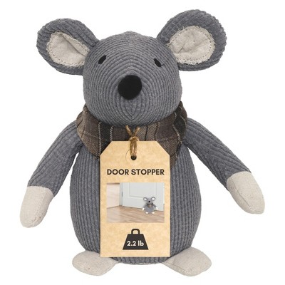 Evideco French Home Goods Decorative Mouse Door Stopper - Weighted Animal Doorstop, 2.3 lb Gray