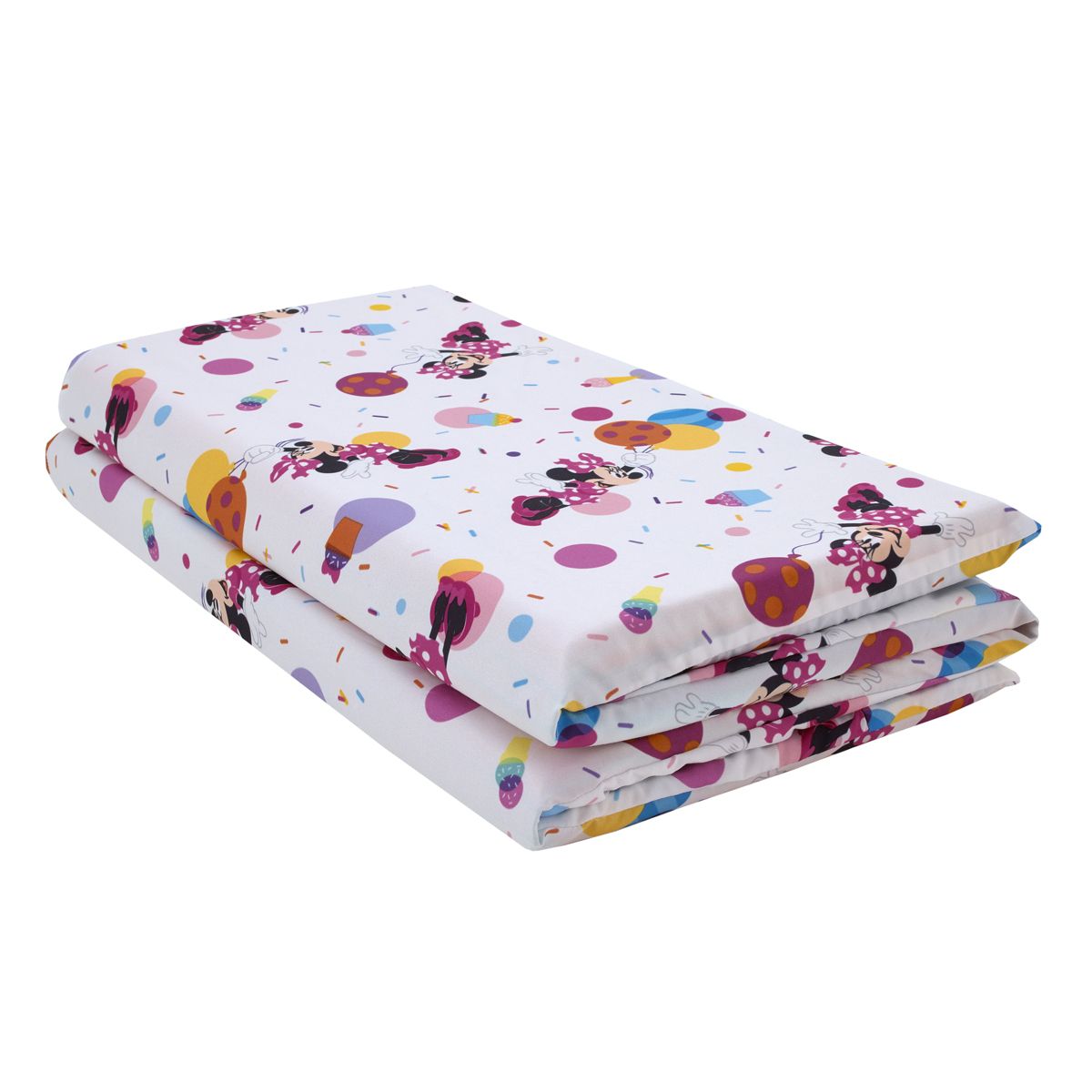 NoJo Disney Minnie Mouse Let's Party Pink, Lavender, and White Balloons, Cupcakes, and Confetti Preschool Nap Pad Sheet - thumbnail 2