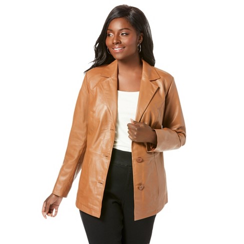 Plus size womens outlet leather jacket