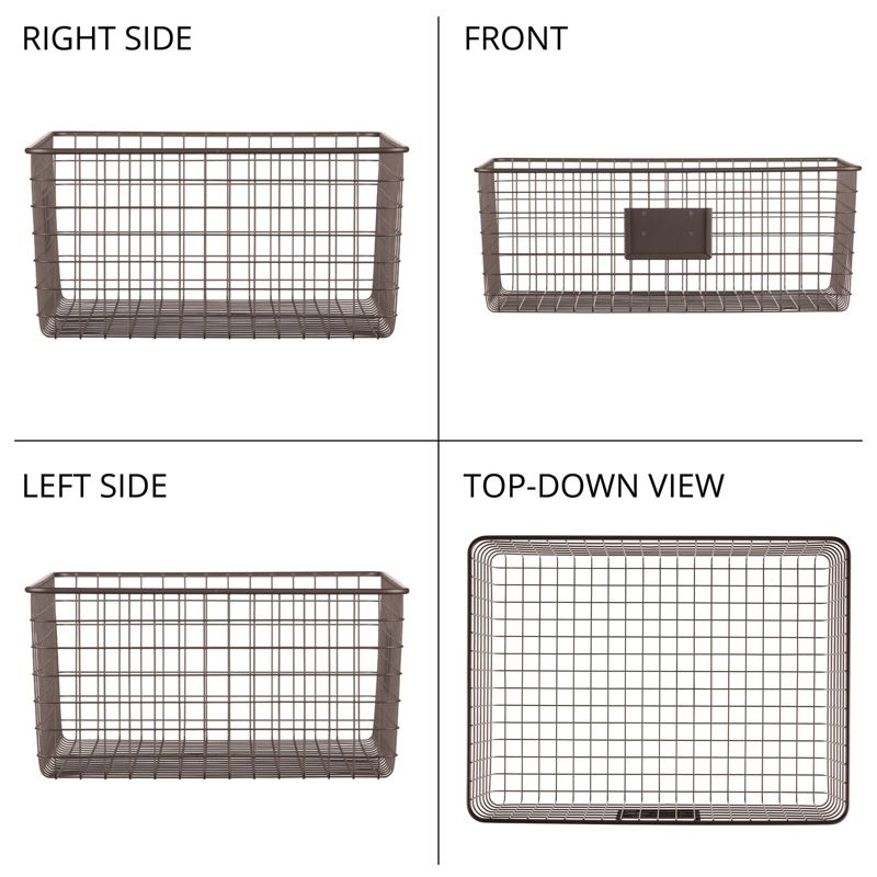 mDesign Wide Steel Kitchen Organizer Basket - Label Slot, 4 of 7