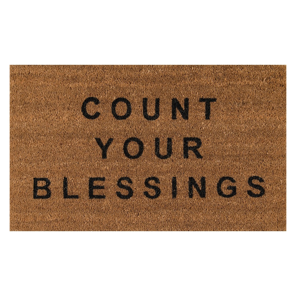 Photos - Doormat 1'6"x2'6" 'Count Your Blessings' Woven Door Mat Natural/Black - Novogratz