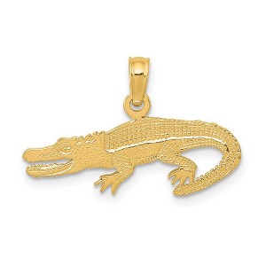 Black Bow Jewelry 14k Yellow Gold Flat Alligator Pendant, 23mm (7/8 Inch) - 1 of 4