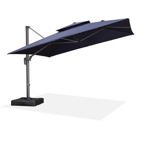 PURPLE LEAF Cantilever Outdoor Umbrella with Base Large Patio Hanging Double Top Square Offset Umbrella 360° Rotation - 1 of 4