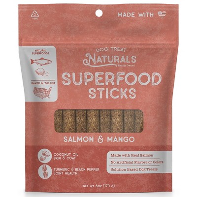 Dog Treat Naturals Superfood Sticks - Salmon & Mango 6oz, All-Natural Pet Treats