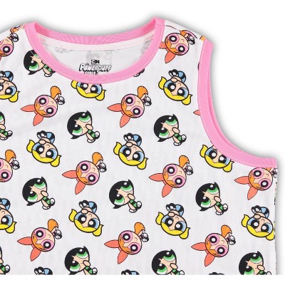 The Powerpuff Girls Ladies Powerpuff Girls Classic Shirt - Powerpuff Mesh Tank Top - Blossom Bubble and Buttercup Tank (White Pink, Large) — фото 5