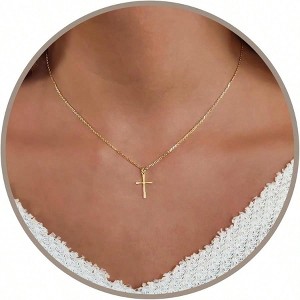 Cross necklace for women, 16 - 18 inch chain, simple religious cross , faith gift for her - 1 of 4