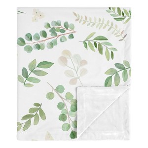 Sweet Jojo Designs Girl Baby Security Blanket Botanical Leaf Green and White - 1 of 4