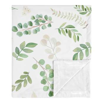 Sweet Jojo Designs Girl Baby Security Blanket Botanical Leaf Green and White