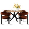 5-Piece Dining Set for 4 Round Dining Table with Velvet Upholstered Chairs and Crossed Metal Legs For Dining Room, Living Room, Farmhouse-Tanpinhause - 2 of 4