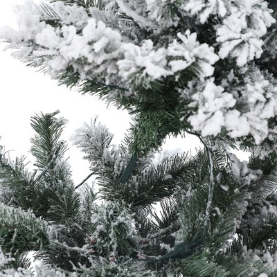 7-Foot White Flocked Spruce Artificial Christmas Tree with LED Lights