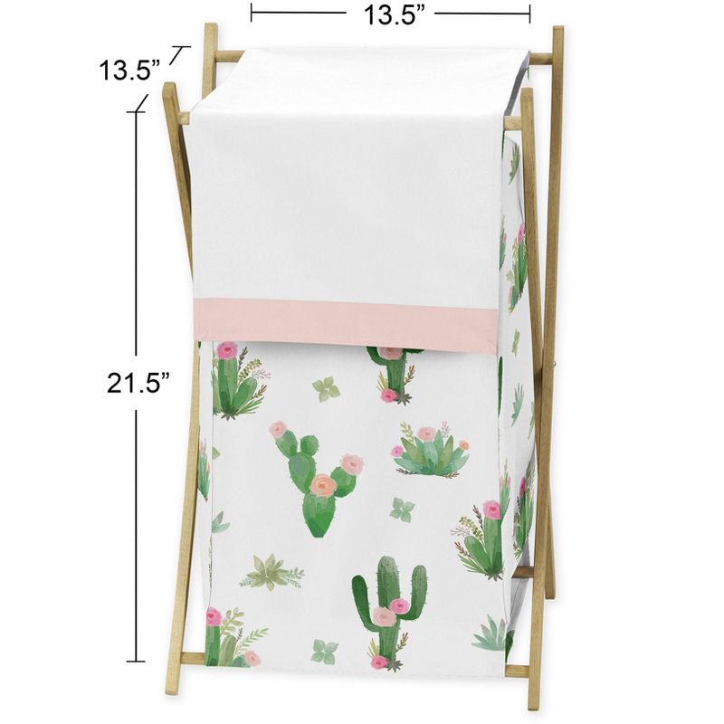 Sweet Jojo Designs Girl Laundry Hamper Cactus Floral Pink and Green, 4 of 6