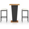 vidaXL 3 Piece Patio Bar Set with Cushions Poly Rattan Black - 2 of 4