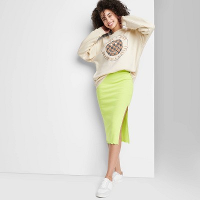 Women's Ascot + Hart Graphic Rib Knit Skirt - Lime Green