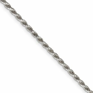 Black Bow Jewelry 2.25mm Rhodium Plated Sterling Silver Diamond Cut Rope Necklace - 1 of 4