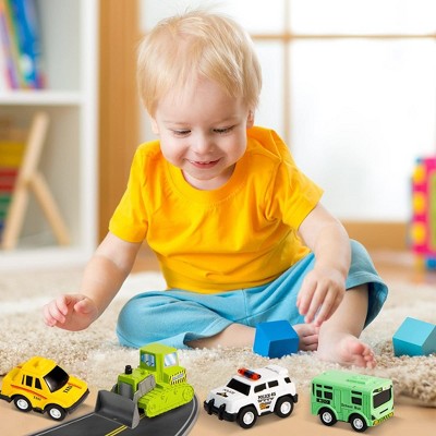 18Pcs Pull Back City Cars and Trucks Toy Vehicles Set, Friction Powered Cars Toys for Toddlers, Boys, Girls’ Educational Play, Goodie Bags Stuffers