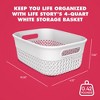 Life Story Small Storage Basket, Decorative Plastic Home Organizer, Lightweight Versatile Tub with Built-In Handles, 4 Quart, White - 3 of 4
