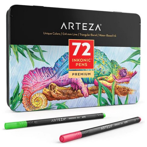 Arteza Fineliner Colored Pens Set, Inkonic, Fine Line, 0.44mm Tips,  Assorted Colors - 72 Pack : Target