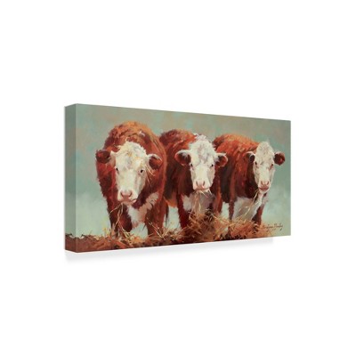 Trademark Fine Art -Carolyne Hawley 'Three Of A Kind Cows' Canvas Art