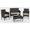 ALAULM Patio Furniture Set 4 Pieces Outdoor Wicker Rattan Chairs Conversation Sets w/Coffee Table, Rocking Bistro Set - 2 of 4