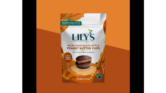 Lily&#39;s Milk Chocolate Style Peanut Butter No Sugar Added Cups - 3.2oz, 2 of 7, play video