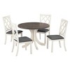 5-Piece Round Dining Table Set with 4 Upholstered Dining Chairs, Kitchen Table Set with Solid Wood Legs for Small Dining Room–The Pop Home - 3 of 4