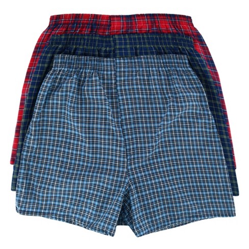 Fruit Of The Loom Men's Plaid Tartan Boxer Underwear (3 Pack), Medium ...