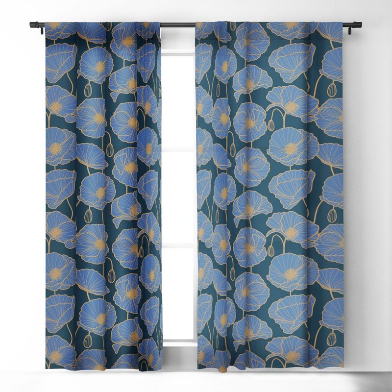 Emanuela Carratoni Moody Blue Garden Set of 2 Panel Blackout Window Curtain - Deny Designs, 3 of 5