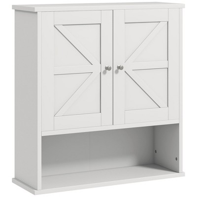 NicBex Bathroom Wall Mount Storage Cabinet Medicine Cabinet with 2 Doors & 3 Tier Storage Shelves