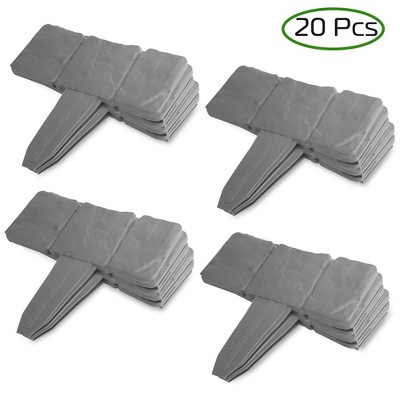 Gray Plastic Cobbled Stone Effect Garden Lawn Border Edging, 20 Pieces