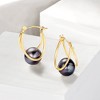 Ross-Simons 8-9mm Black Cultured Pearl Double-Hoop Earrings in 14kt Gold - 3 of 4
