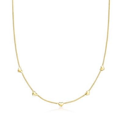 Pure Collection by Ross-Simons Italian 18kt Gold Vermeil Mini Heart Station Necklace Size 16