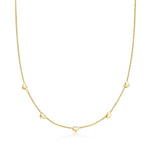 Pure Collection by Ross-Simons Italian 18kt Gold Vermeil Mini Heart Station Necklace Size 16 - 1 of 4