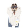 Hudson Baby Infant Boy Cotton Bodysuit, Pant and Shoe Set, Cozy Woodland Moose - 2 of 4