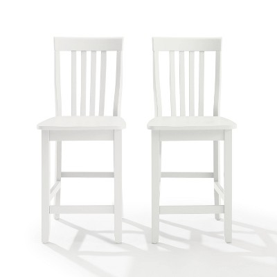 Classic Schoolhouse 24" White Wood Counter Stool Set