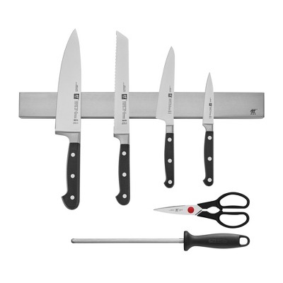 ZWILLING Professional "S" 7-pc Knife Set With 17.5" Stainless Magnetic Knife Bar