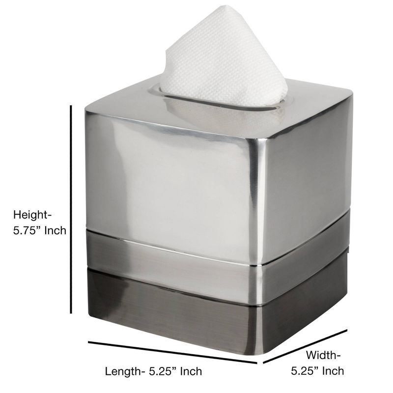 Triune Tone Stainless Steel Boutique Tissue Box Cover - Nu Steel, 3 of 6