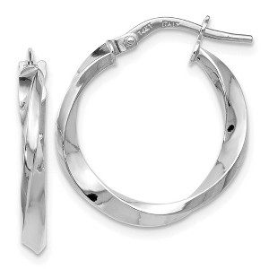 Black Bow Jewelry 14k White Gold Polished Twisted Round Hoop Earrings, 20mm (3/4 Inch) - 1 of 4