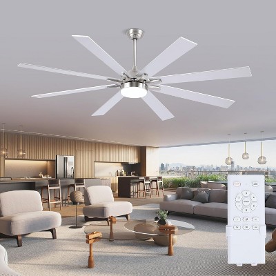 Kviflon 72 Inch Ceiling Fan with Light,8 Plywood Blades,Downrod LED Ceiling Fan,for Living Room,Warehouse,Patio